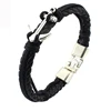 fashion jewelry weave anchor bangle genuine leather bracelets for men