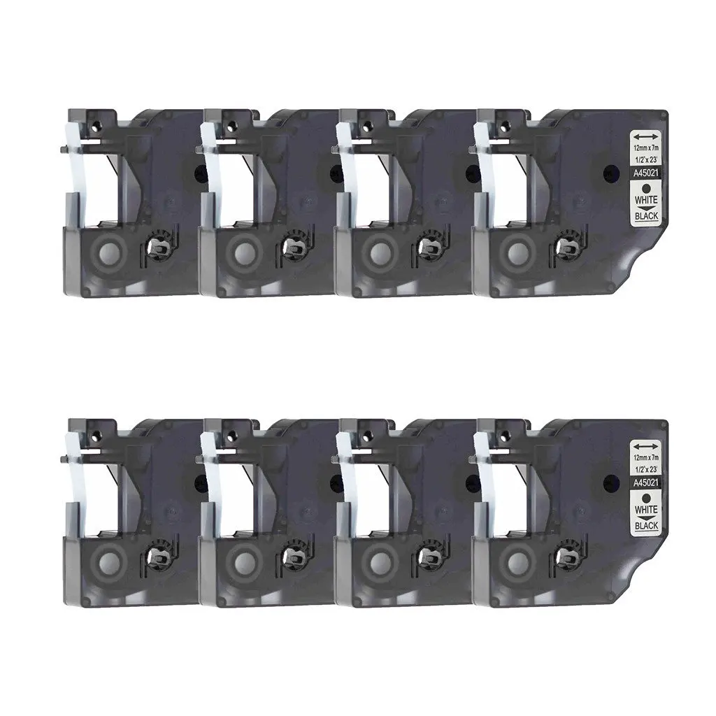8PK 40913 Black on White Label Tape For DYMO D1 Labelmanager 210D Printer 3//8/"