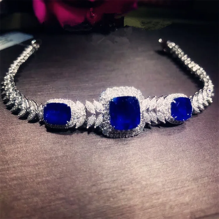 

China wholesale classic jewelry 18k gold South Africa real diamond natural Sri Lanka royal blue sapphire bracelets for women