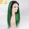 top quality brazilian 1b green straight human hair full lace wig on sale