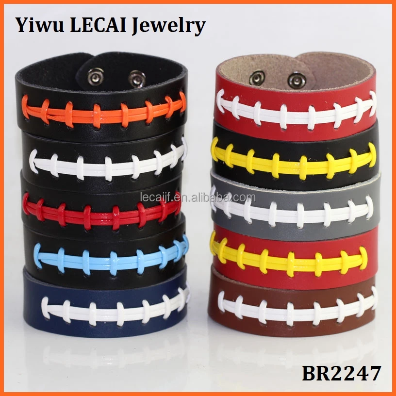 

New fashion 2017 leather rugby bracelet football snap cuff bracelets, As pictures
