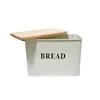 T032 Rectangle Galvanized Iron Bread storage bin Metal box with wooden cover