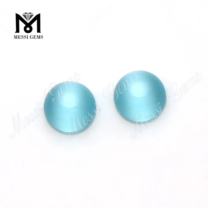 Batu Kaca Kristal Sintetis Cabochon,Batu Mata Kucing Aquamarine 