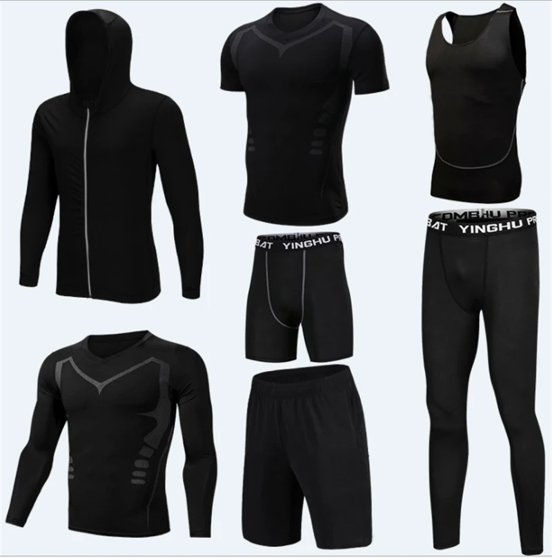 

Gym Wear Men Training Jogging Wear Base Layers Shirts Compression Mens Shorts Sports Pants, Black