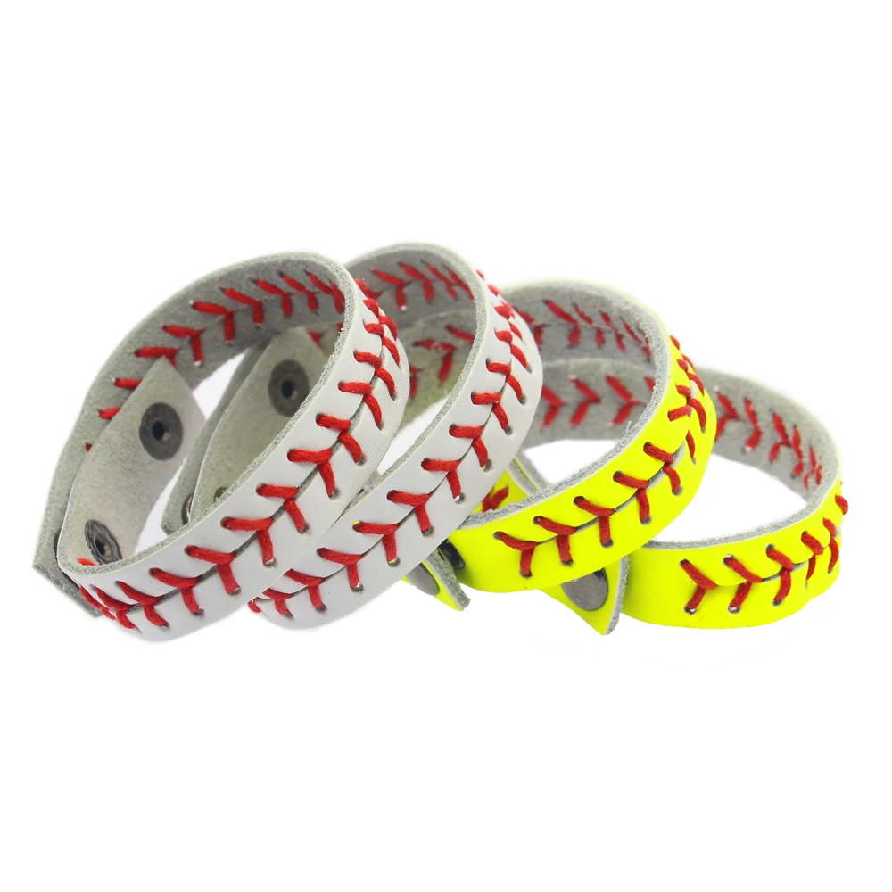 

12 colors in stock red arrow Leather softball bracelet for women