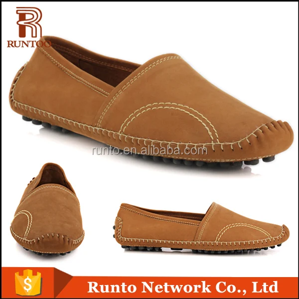 New fashion brown color nubuck leather men driving Shoe male breathable casual flat boat shoes Italy men casual shoe