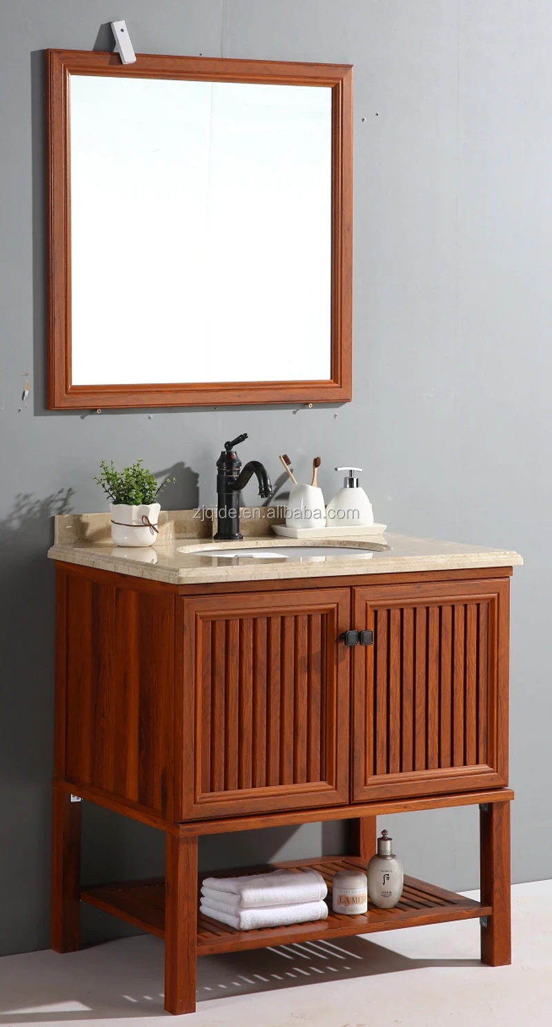 QM-9011 Modern Bathroom Furniture Set Waterproof WPC Storage Vanity Bathroom Cabinet Shelf With Mirror Sink