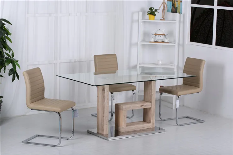 Modern Style Living Room Furniture Sets MDF And Tempered Glass Dining Table Set And Chairs
