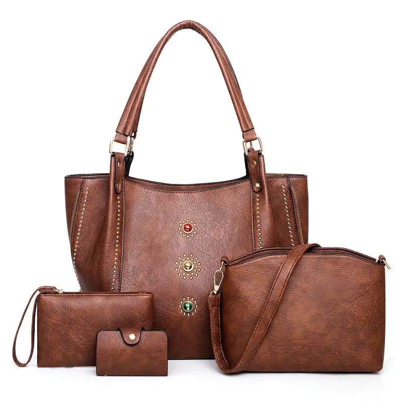 Cheap Lady Handbag Women Bag Sets High Quality Pu Handbags 4 In 1 Set