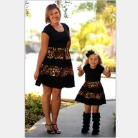 

Leopard new pattern mom daughter dress short sleeve dress boutique dresses