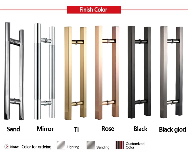 Wholesale Price Stainless Steel Square Black Pull Glass Door Handle For External Door Handle