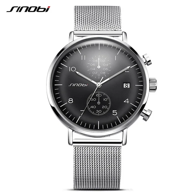 

SINOBI New Men Watch Brand Business Watches For Men Ultra Slim Style Wristwatch JAPAN Movement Watch Male Relogio Masculino