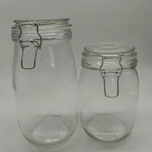 Image of 1L 1.5L Jar with Glass Lid and Metal Clip, Glass Hermetic Clip Jar with metal lock