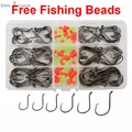 150pcs 7384 High Carbon Steel Fishing Hooks Saltwater Fishing Offset Sport Circle Bait Fishhooks Set Box