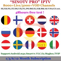

Europe IPTV UK Italia Spain Norway Swedenish HD Channels A Year 8000 Live 5000 VOD Hot Sale IPTV Android Box SINOTV PRO IPTV