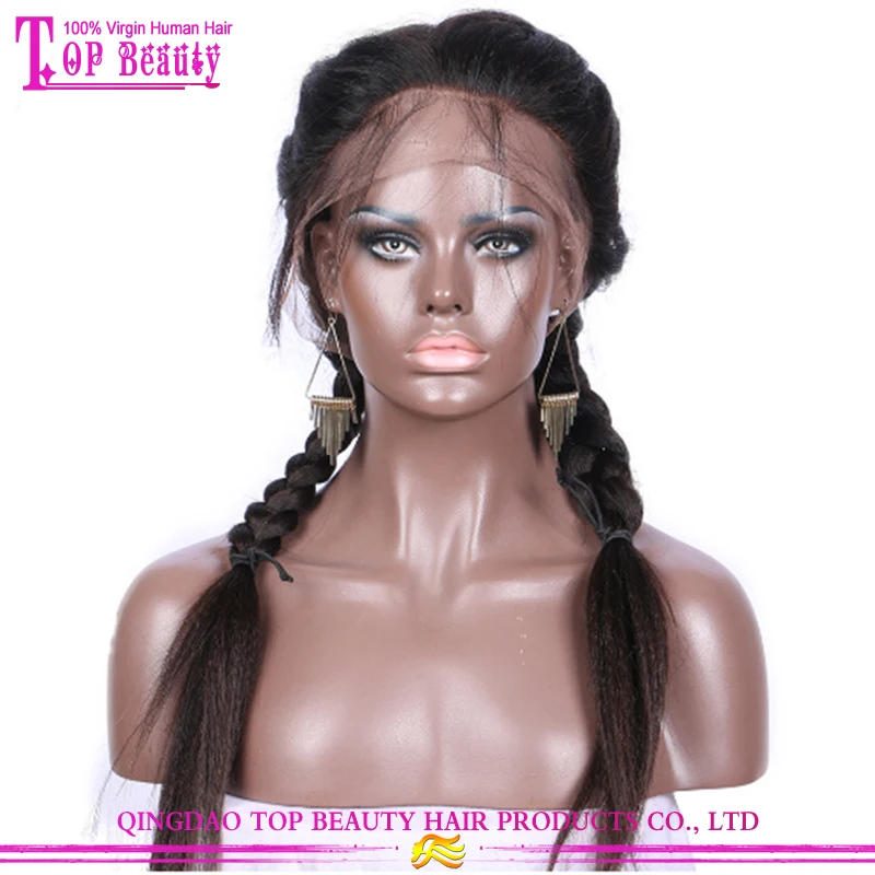 

Factory Supply Bleached Knots Light Yaki Straight Brazilian Virgin Human Hair Full Lace Sew In Wig, N/a