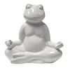 Ceramic Yoga Frog Figurine, White Ceramic