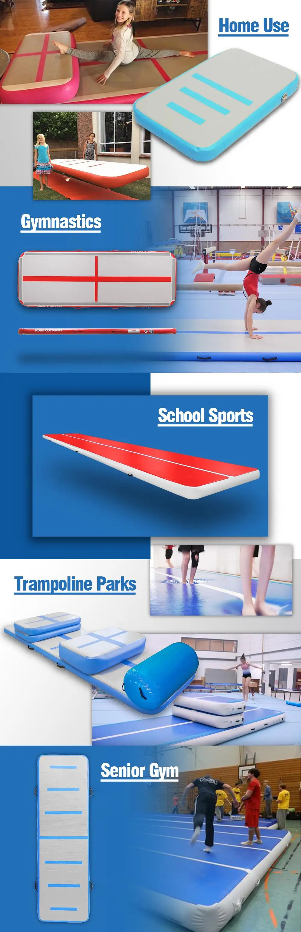 Wholesale Cheap 4/5/6/8/10/12m Floating Inflatable Air Tumble Track Mat