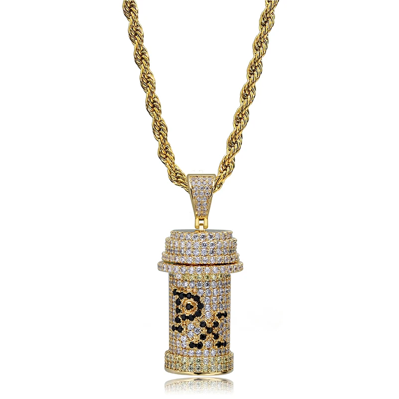 

AP22491 Custom wholesale hip hop jewelry Poison jar chain pendant for men