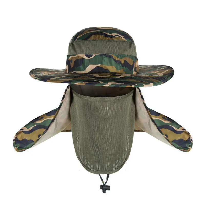 
360degree wide brim sun protection shading waterproof anti-uv fishing man hat for summer outdoor 