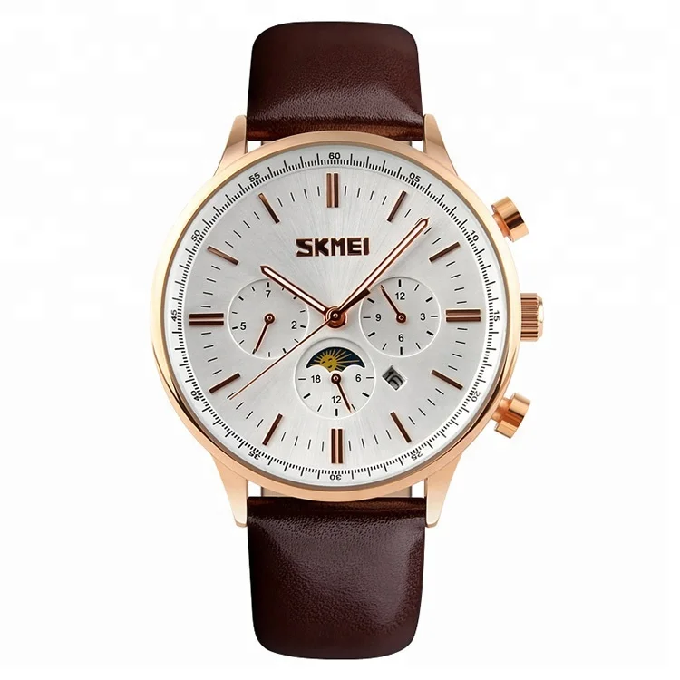 

skmei 9117 day and night high accuracy quartz wrist watches leather band men watch, Six colors