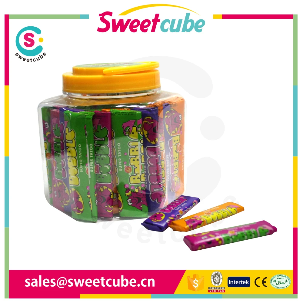 Halal Train Shape Chewing Gum Wholesale Square Bubble Gum With Tatoo