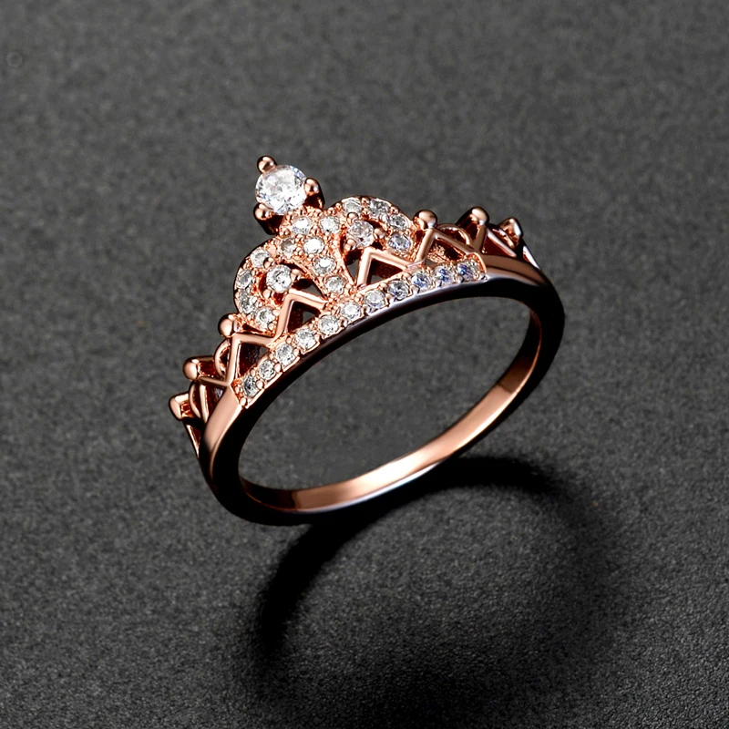 

Popular vintage crown shape rose gold ring for women R253