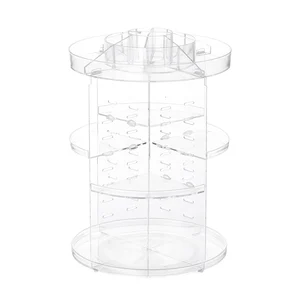 Hot selling 360 degree rotation acrylic rotating makeup organizer cosmetic storage box disassemble