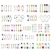 110PCS Body Piercing Accessories With 24 Styles Of Tongue Nail Nose Ring And Navel Nail Sets