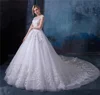 Real Picture Vestido De Noiva Custom Made Lace Up Princess 2018 Puffy Pearls Ball Gown Wedding Dresses