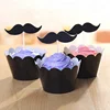 Happy Birthday Party Supplies Black Cupcake Wrappers and Mustache Toppers