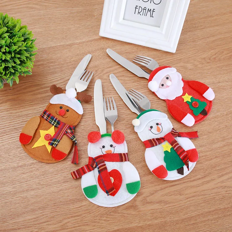 New Product Christmas Decorative Mitts Cutlery Holder Felt Cutlery