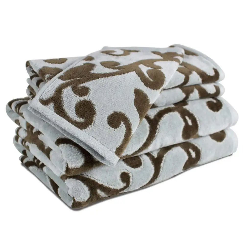 Buy Deals - Caravalli 5 Piece Towel Set, Chelsea Brown Scuplted Cotton Towel Sets, Best Luxury 