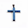 blue scripture bible cross stainless steel pendant men necklace Daihe jewelry