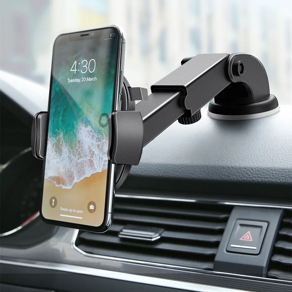 

RAXFLY Windshield Dashboard Mount Stand For iphone For Samsung S10 360 Rotation Phone Car Holder Support, Black