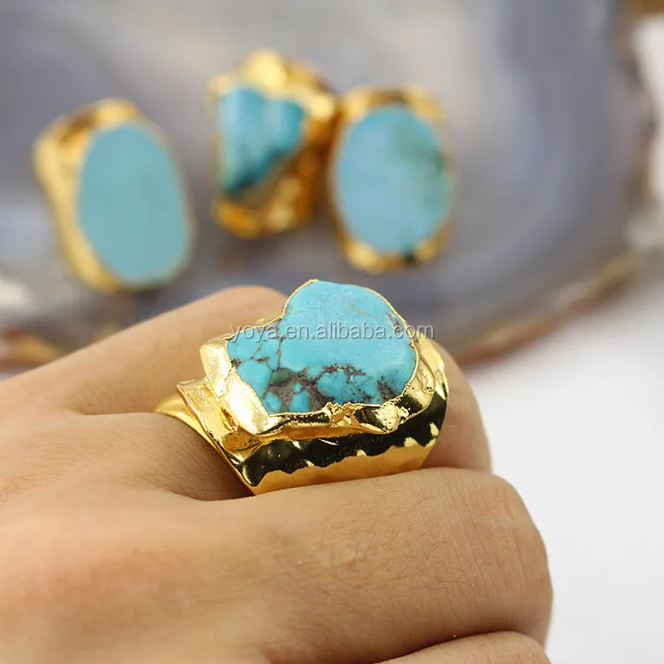RG1092 Clearance sale !!!!Fashion turquoise band ring,gold plated freeform turquoise slice cuff ring