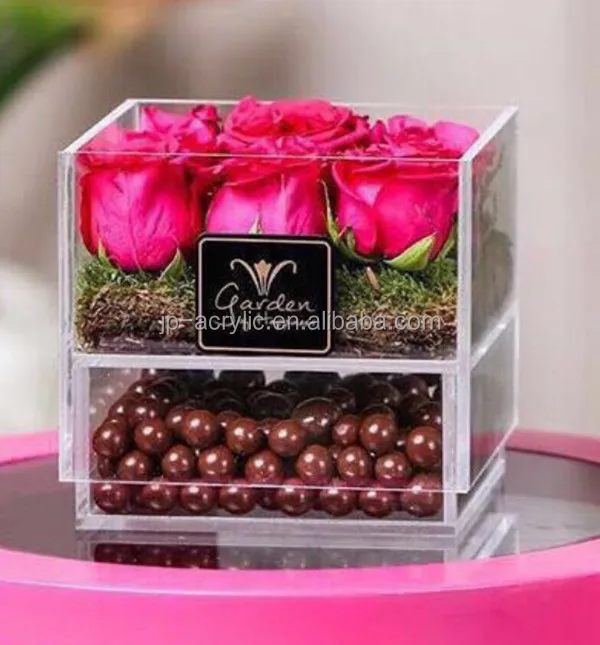 Custom Latest Design Acrylic Chocolate Flower Box For Gift Box