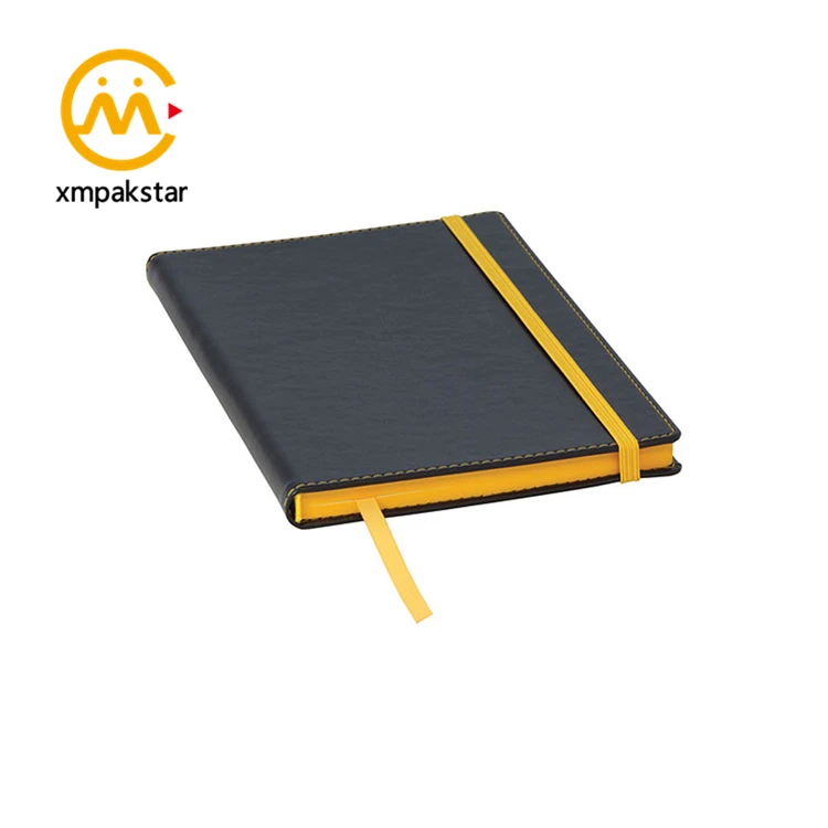 Color edges pu leather cover perfect binding journal with pen holder