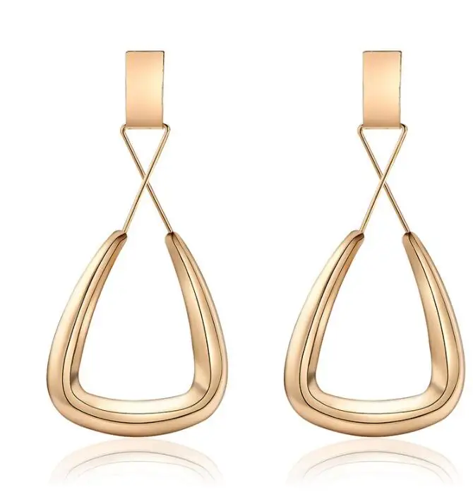

Wholesale New Gold Plated Metal Earrings Triangle Dangle Earrings, N/a