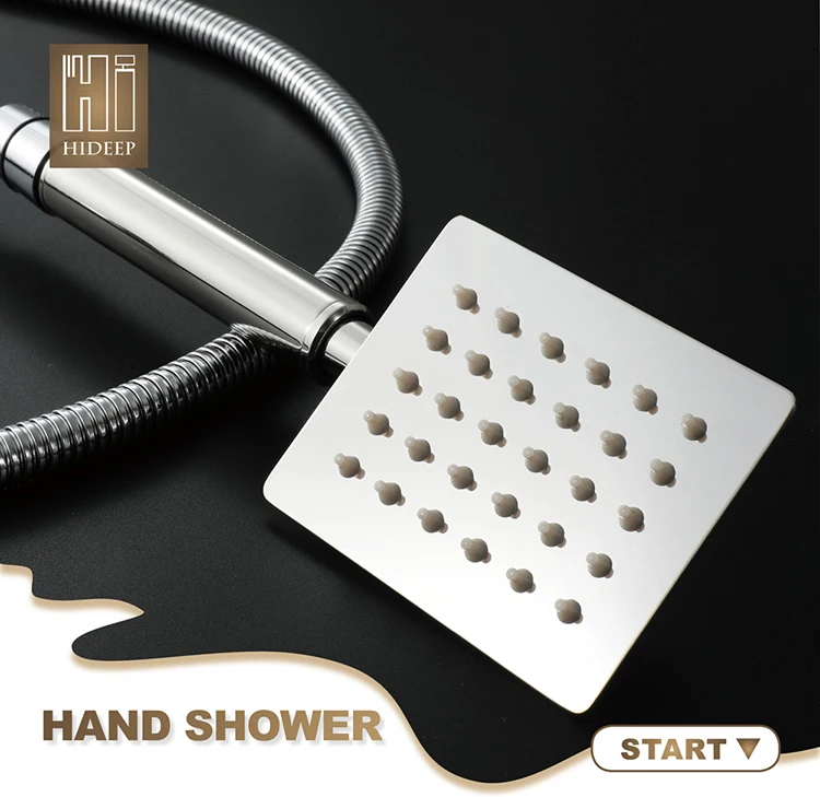 HIDEEP bath shower stainless steel brushed square bathroom hand shower head