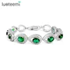 LUOTEEMI Glam Luxe Mysterious Emerald Color CZ Water Drop connected Bracelet