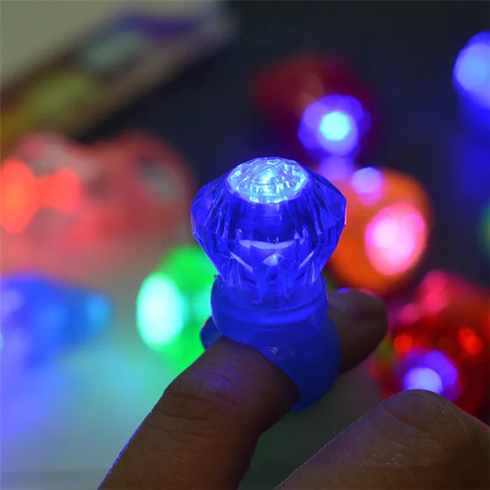 Plastic Diamond Shape Led Finger Ring Led Light Up Flashing Finger