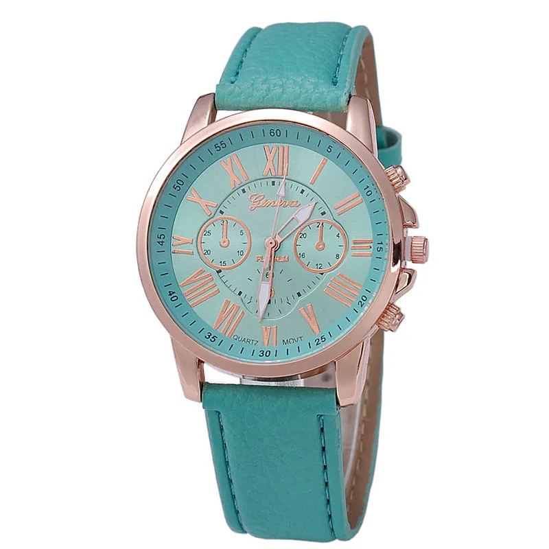 

Promotional Women New GENEVA Watches Quality PU Leather Strap Quartz Watch