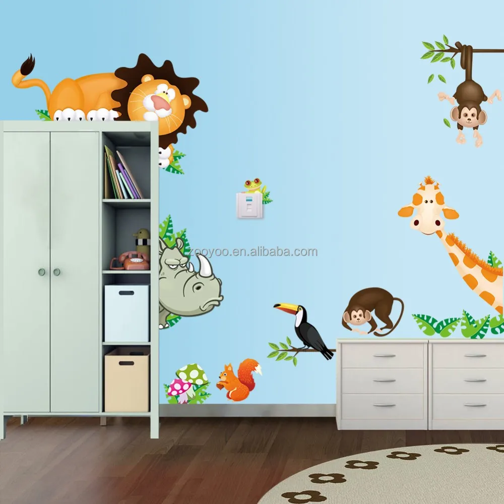 Zooyoo dieren cartoon muur sticker voor kind baby kamer decoratie ...