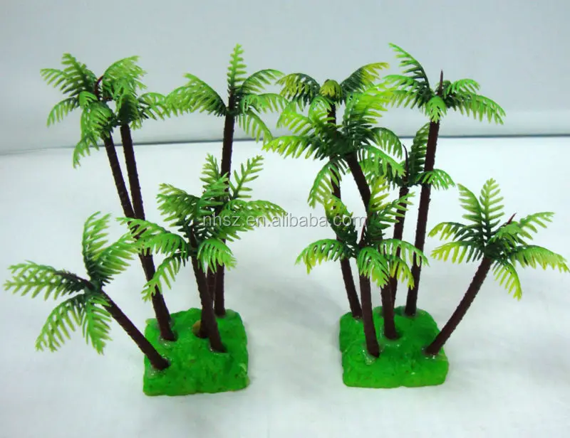 Decorative Artificial Plant Mini Plastic Coconut Tree For Aquarium Tank