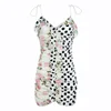 JUNE47 2019 summer explosion models sexy hit color ruffled tie small strap skirt female