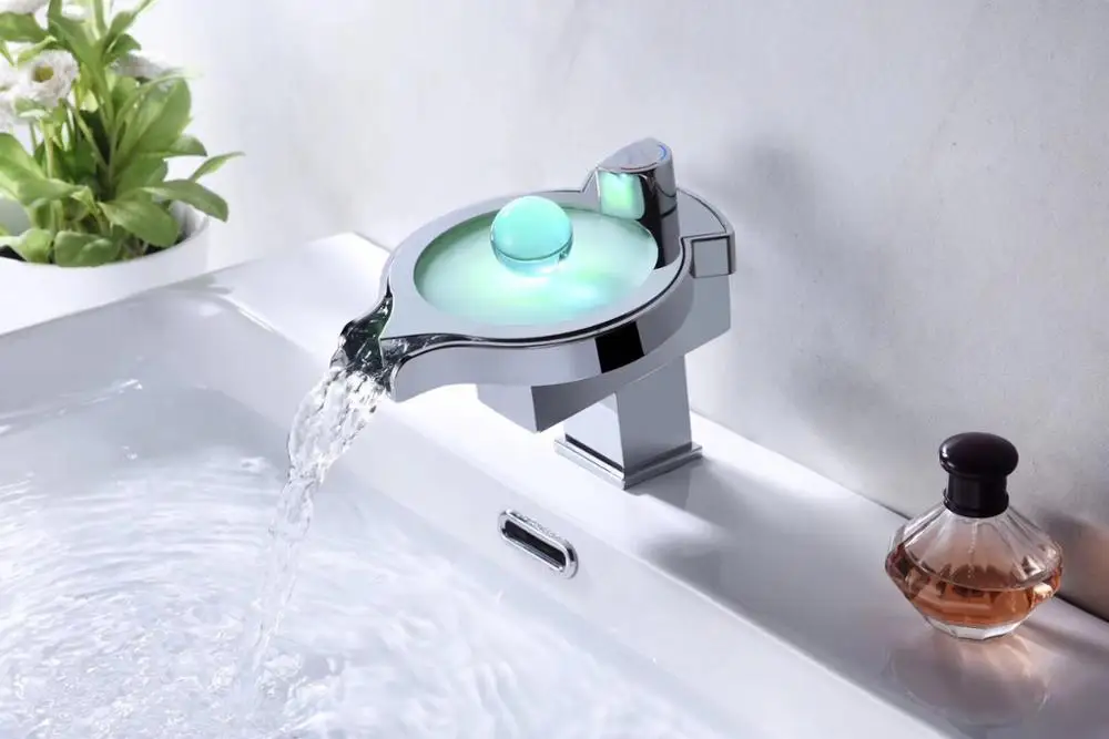 
original factory manufacture stainless steel led basin faucet smaller size waterfall tap 