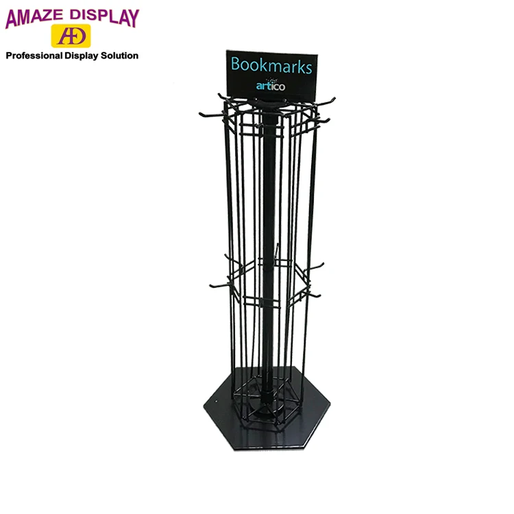 Metal Material Two Tier Counter Spinner Display Keychain Display Rack