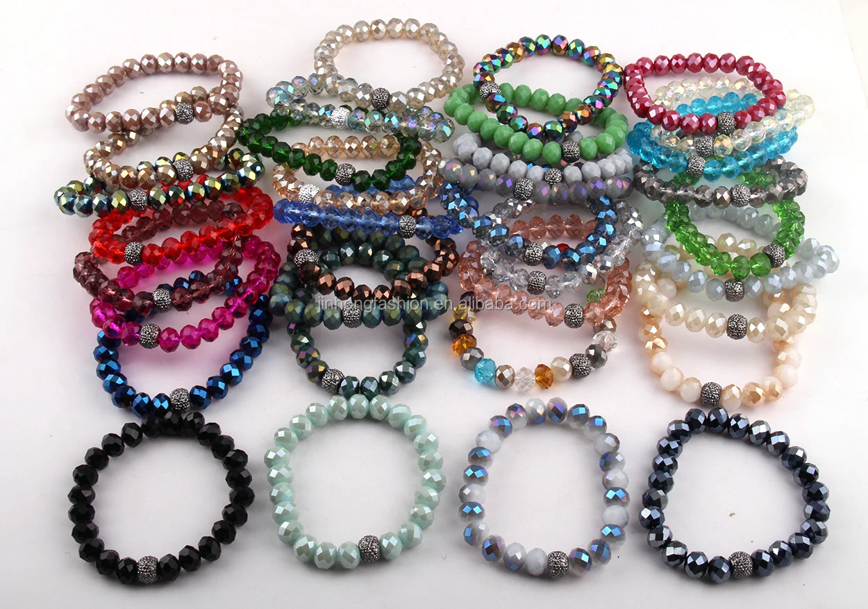 Holiday Gift Handmade Women Bracelet 10mm Assort Crystal Glass Beads