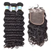 Cheap brazilian human hair bundles with closure,7x7 6x6 5x5 4x4 top lace closures human hair,deep wave virgin human hair closure